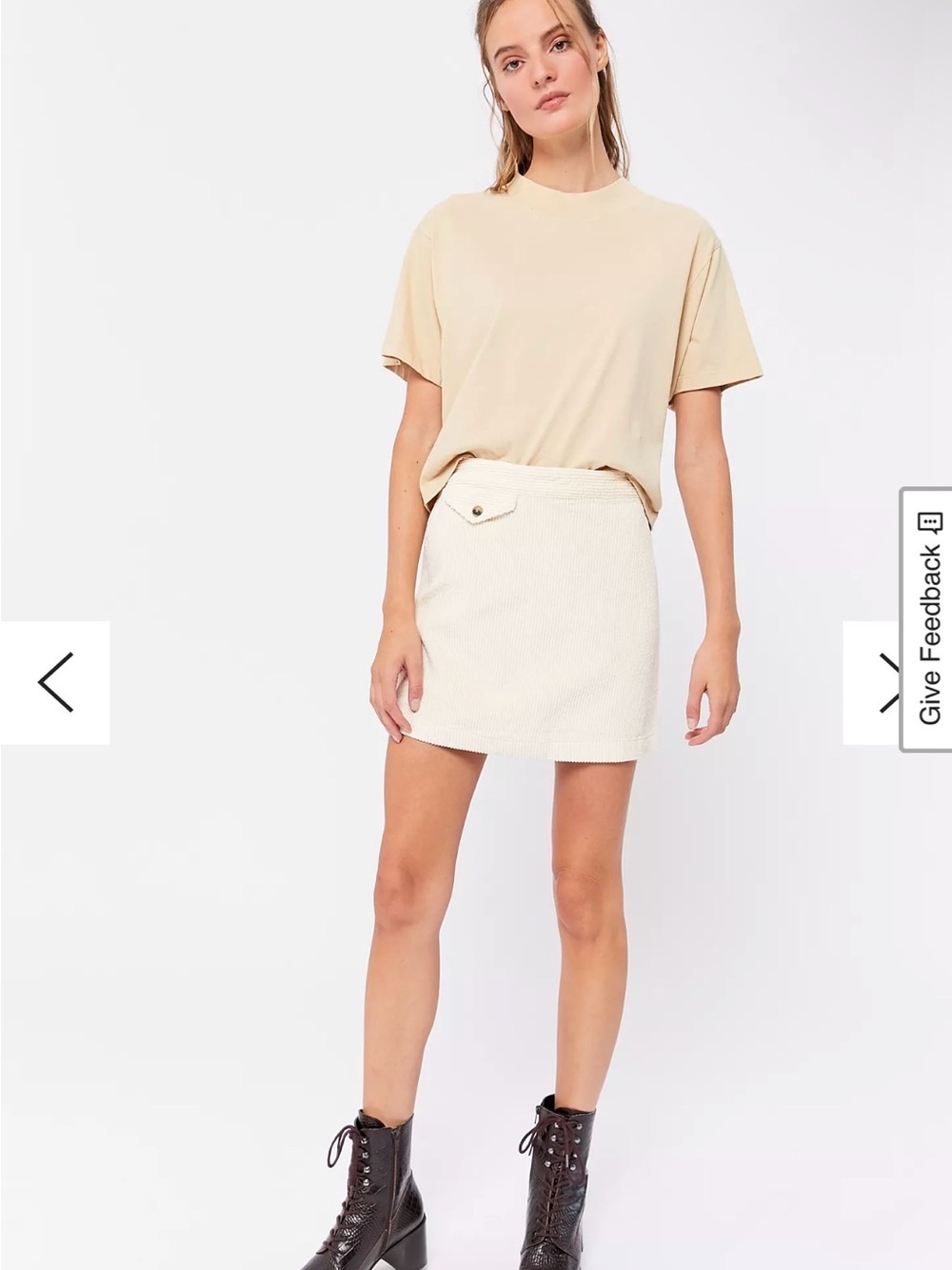 Urban Outfitters Corduroy Cream Mini Skirt
